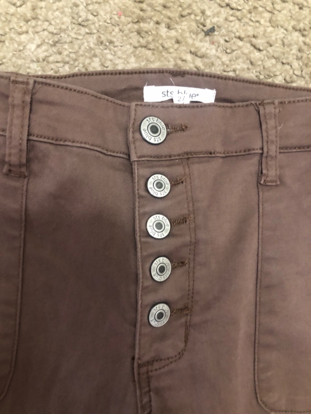 STS Blue high-rise pants Brown Color Size 27 - Picture 2 of 4